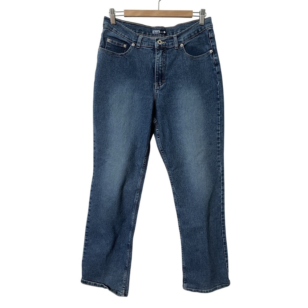 Vintage Blue Dot Jeans Womens Y2K Mid Rise Straight Leg Stretch Blue Denim 11/12